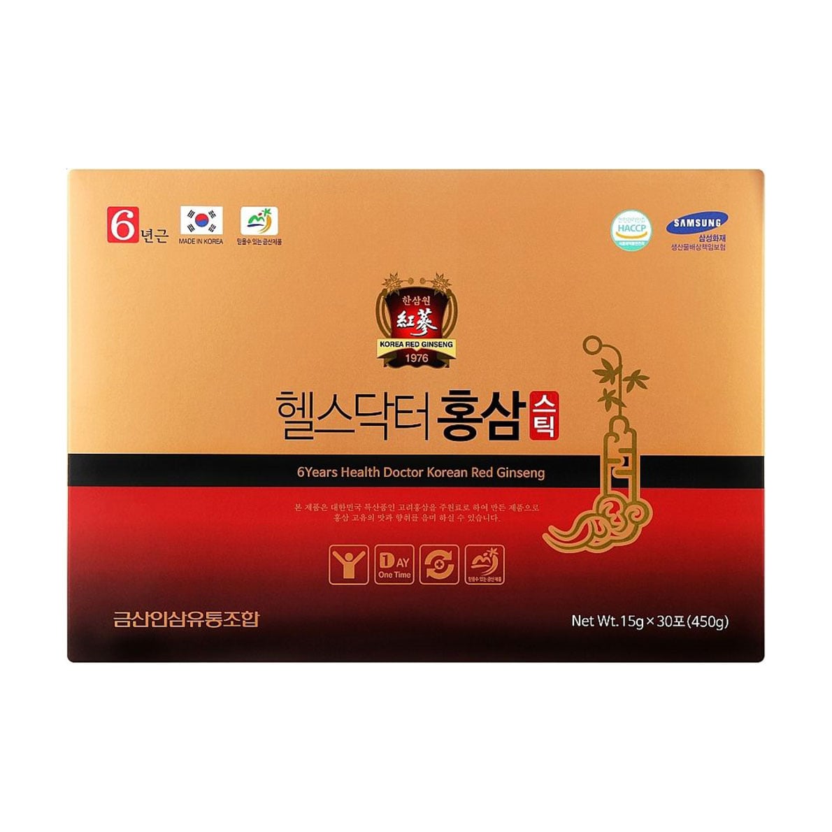 Корейський червоний женьшень Health Doctor 6 Years Health Doctor Korean Red Ginseng у стіках, 30*15 г